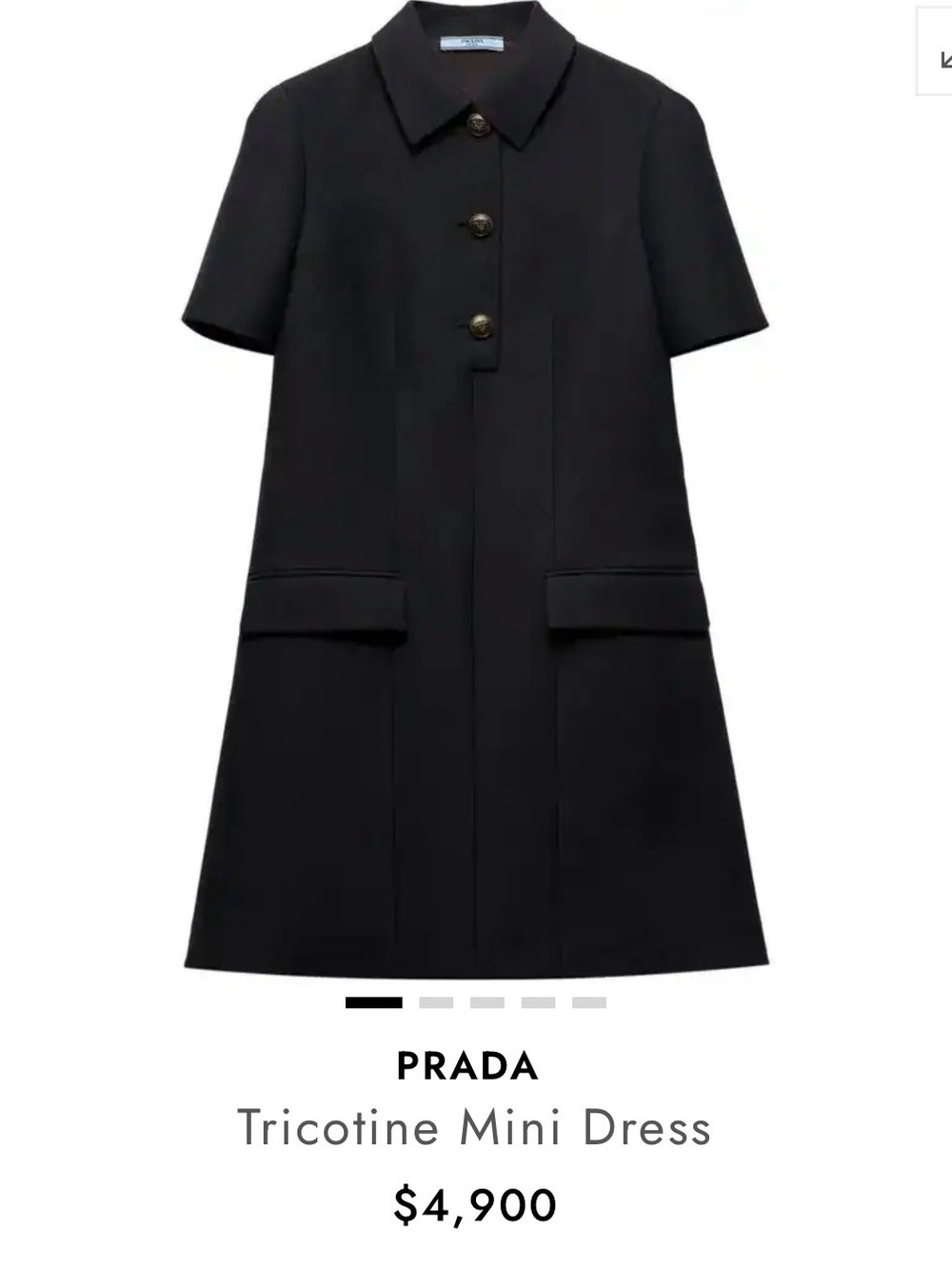 Prada Black Short-Sleeve Tricotine Mini Dress